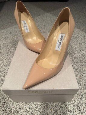 Jimmy Choo Nude Patent Leather Pumps Heels